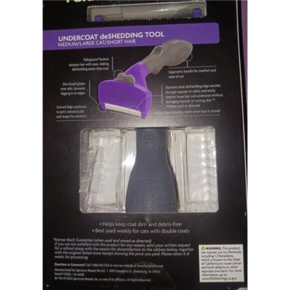 FURminator Undercoat DeShedding Tool for Cats & Cats Grooming Brush - Picture 2 of 2